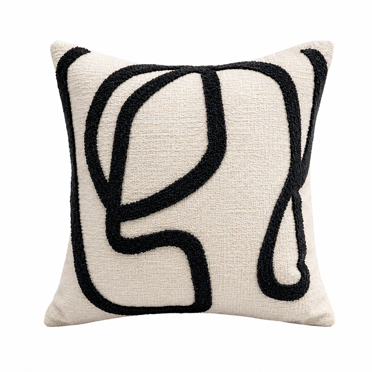 Black and White Art Line Decorative Pillow