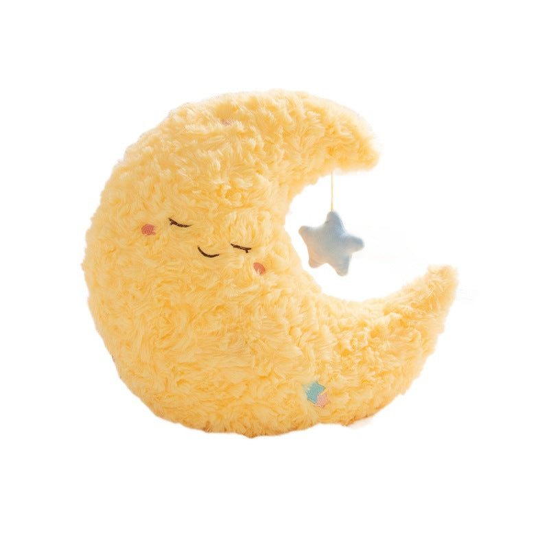 Yellow Crescent Moon Character Cushion