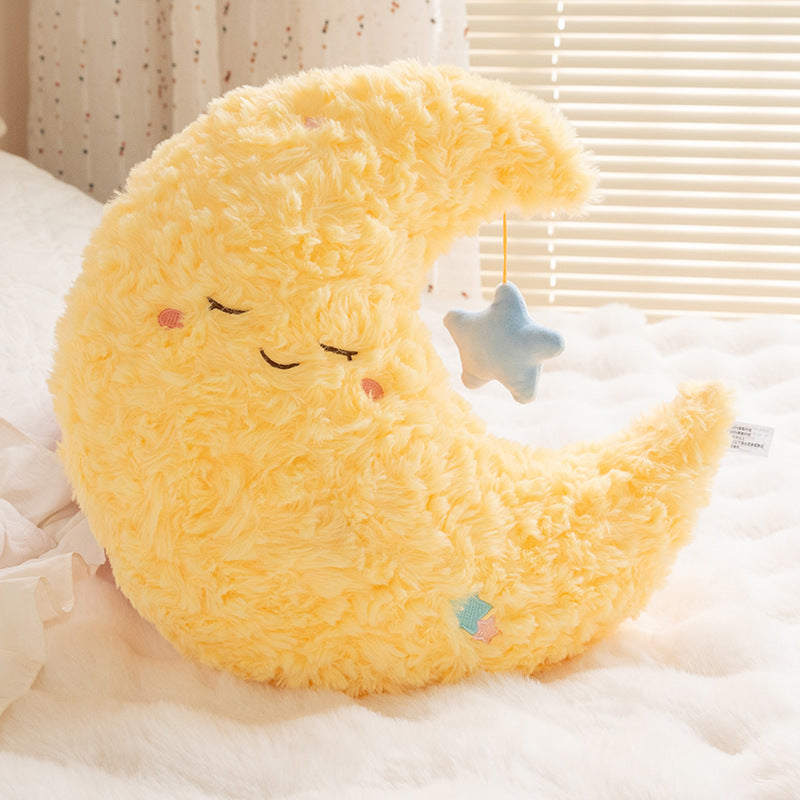 Yellow Crescent Moon Character Cushion