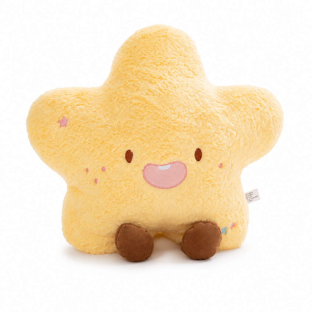 Yellow Star Character Pillow with Brown Feet
