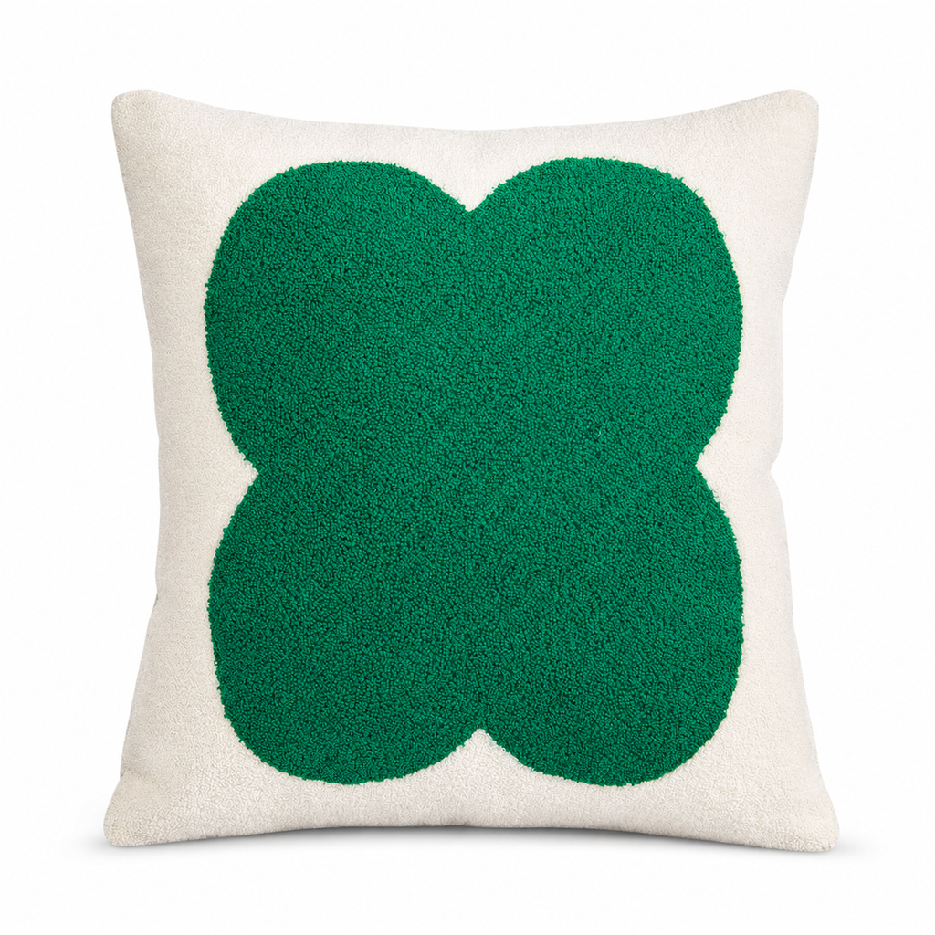Green Four-Leaf Clover Accent Pillow