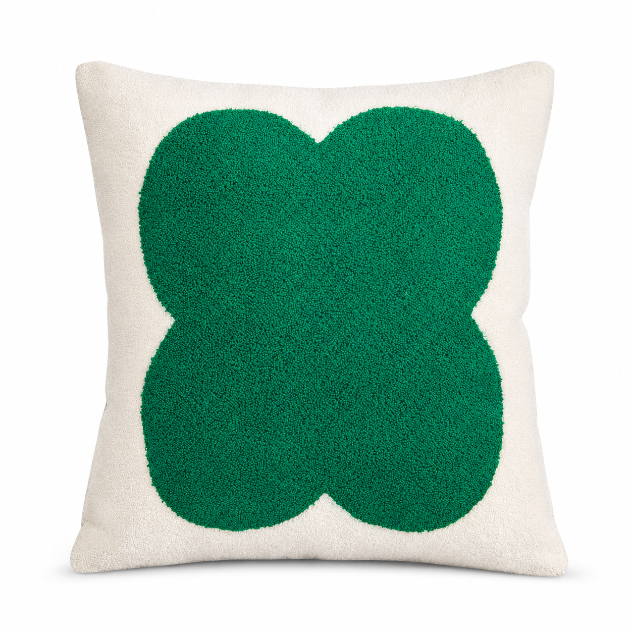 Green Four-Leaf Clover Accent Pillow