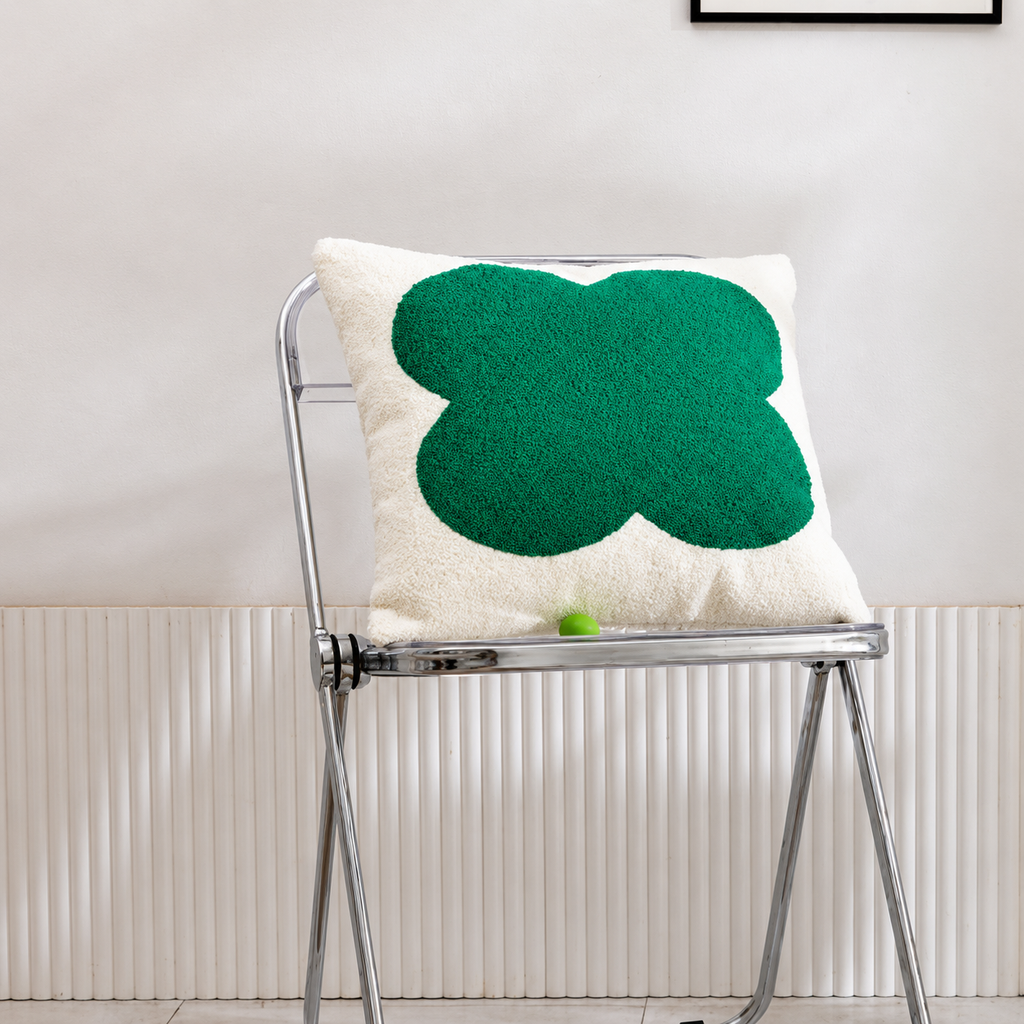 Green Four-Leaf Clover Accent Pillow