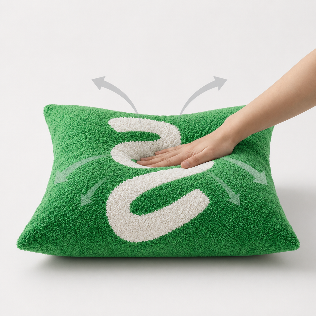 Green Curved-Line Decorative Pillow