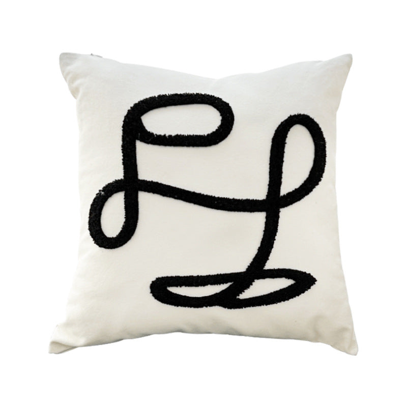 Geometric Line Decorative Pillow, Black White
